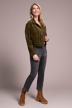 Button-Front Stretch Corduroy Jacket-Ivy