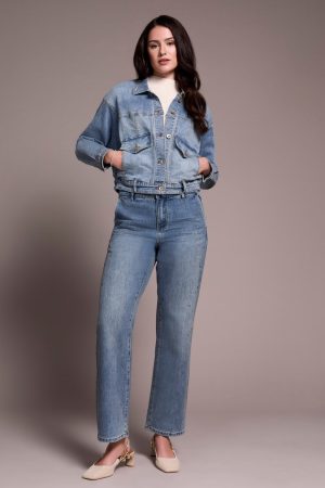 Classic Drop Shoulder Denim Jacket-Antiqueblue