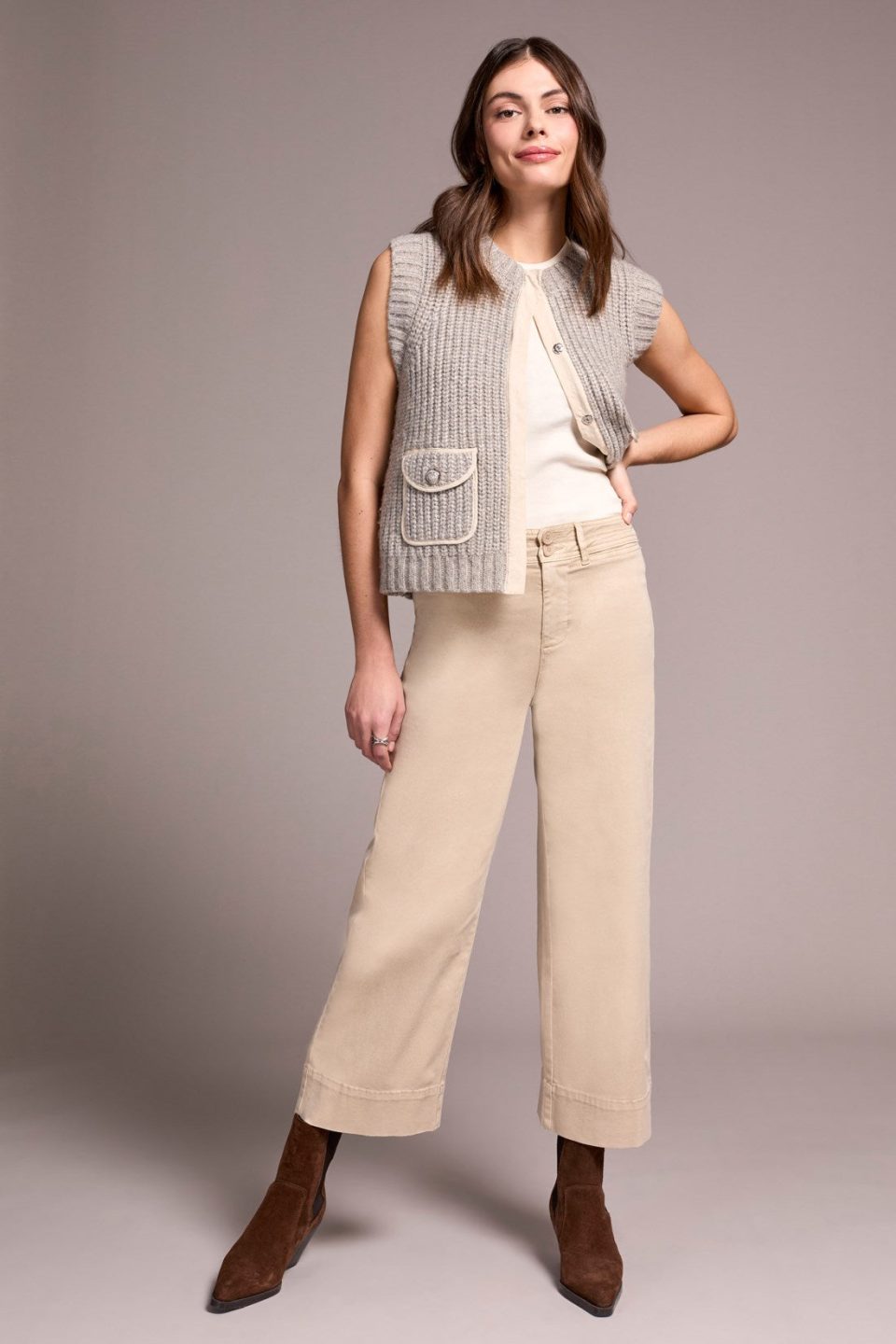 Comfort Stretch High Rise Palazzo Pants-Sandstone