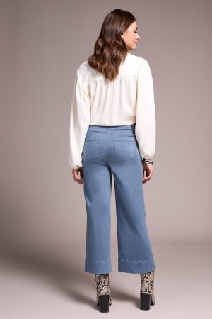 Comfort Stretch High Rise Palazzo Pants-Slateblue