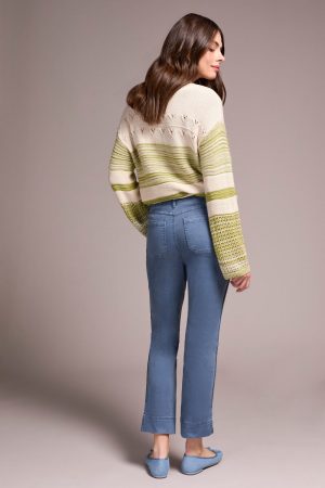 Comfort Stretch Pull-On Kick Flare Ankle Pants-Slateblue