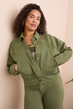 Comfort Stretch Raglan Sleeve Jacket-Chive