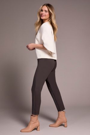 Signature Crepe Flutter Sleeve V-Neck Blouse-Moonstone