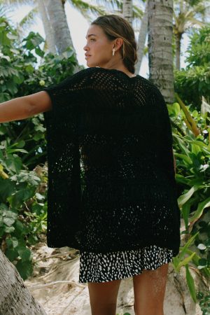 Loose Knit Cover-Up Cardigan-Black