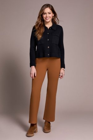 Double Knit Collared Sweater Cardigan-Black