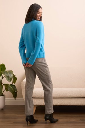 Double Knit Collared Sweater Cardigan-Celestial