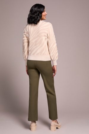 Double-Knit Puff Long Sleeve Crew Neck Sweater-Sandstone