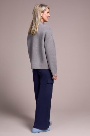 Double Knit Shawl Collar Coatigan-H charcoal