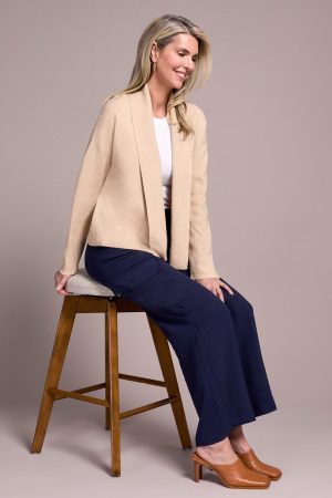 Double Knit Shawl Collar Coatigan-H latte