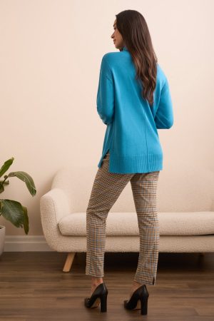 Drop Shoulder Turtle Neck Sweater-Celestial