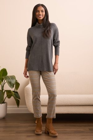 Drop Shoulder Turtle Neck Sweater-H charcoal