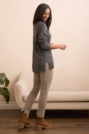 Drop Shoulder Turtle Neck Sweater-H charcoal