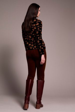Embellished Velvet Mock Neck Top-Gingerspice