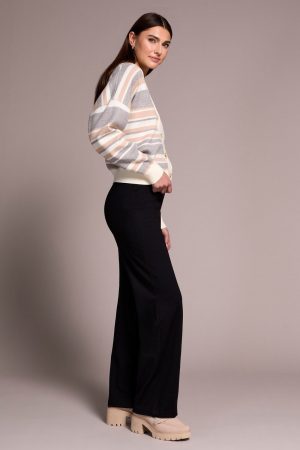 Signature Every Body Ponte Pull-On Pin Tuck Pants-Black