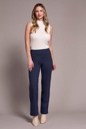 Signature Every Body Ponte Pull-On Pin Tuck Pants-Sapphire