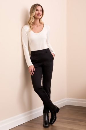 Signature Every Body Ponte Slim Cigarette Pull-On Pants-Black