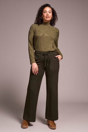 Signature Every Body Stretch Ponte Palazzo Pull-On Pants-Dk ivy