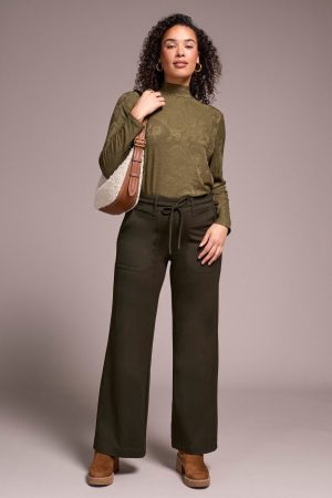 Signature Every Body Stretch Ponte Palazzo Pull-On Pants-Dk ivy