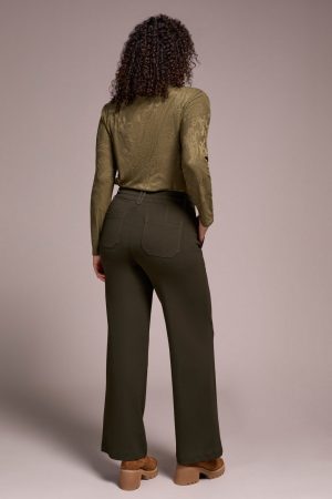 Signature Every Body Stretch Ponte Palazzo Pull-On Pants-Dk ivy