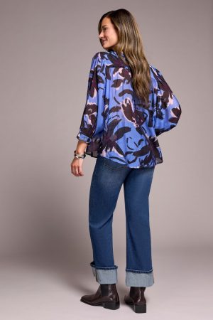 Flowy Dolman Sleeve Blouse-Blueviolet