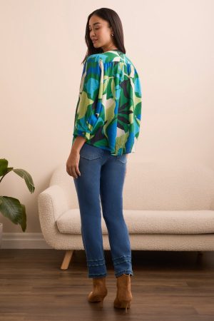 Flowy Dolman Sleeve Blouse-Fieldgreen