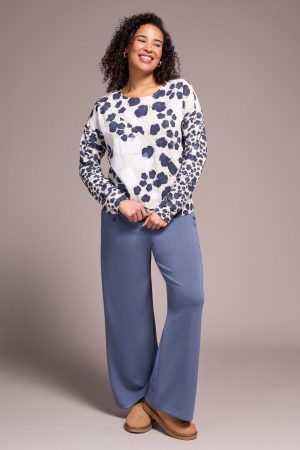 French Terry Long-Sleeve Crew Neck Top-H sandstone