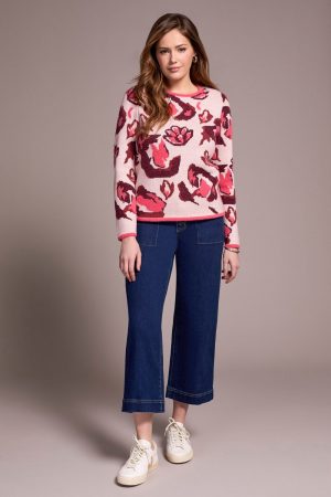 Fuzzy Double Knit Crew Neck Sweater-Cream