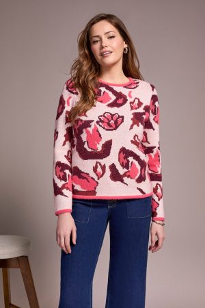 Fuzzy Double Knit Crew Neck Sweater-Cream