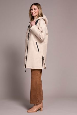 Stormie Hydrochromatic & Water Repellent Rain Jacket (plaid when wet) -Sandstone