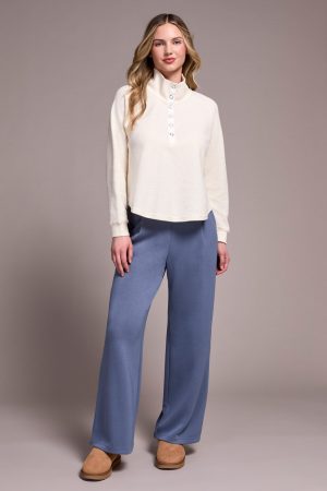 Johnny Collar Ribbed Henley Top-Cream