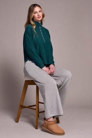 Johnny Collar Ribbed Henley Top-Silverpine