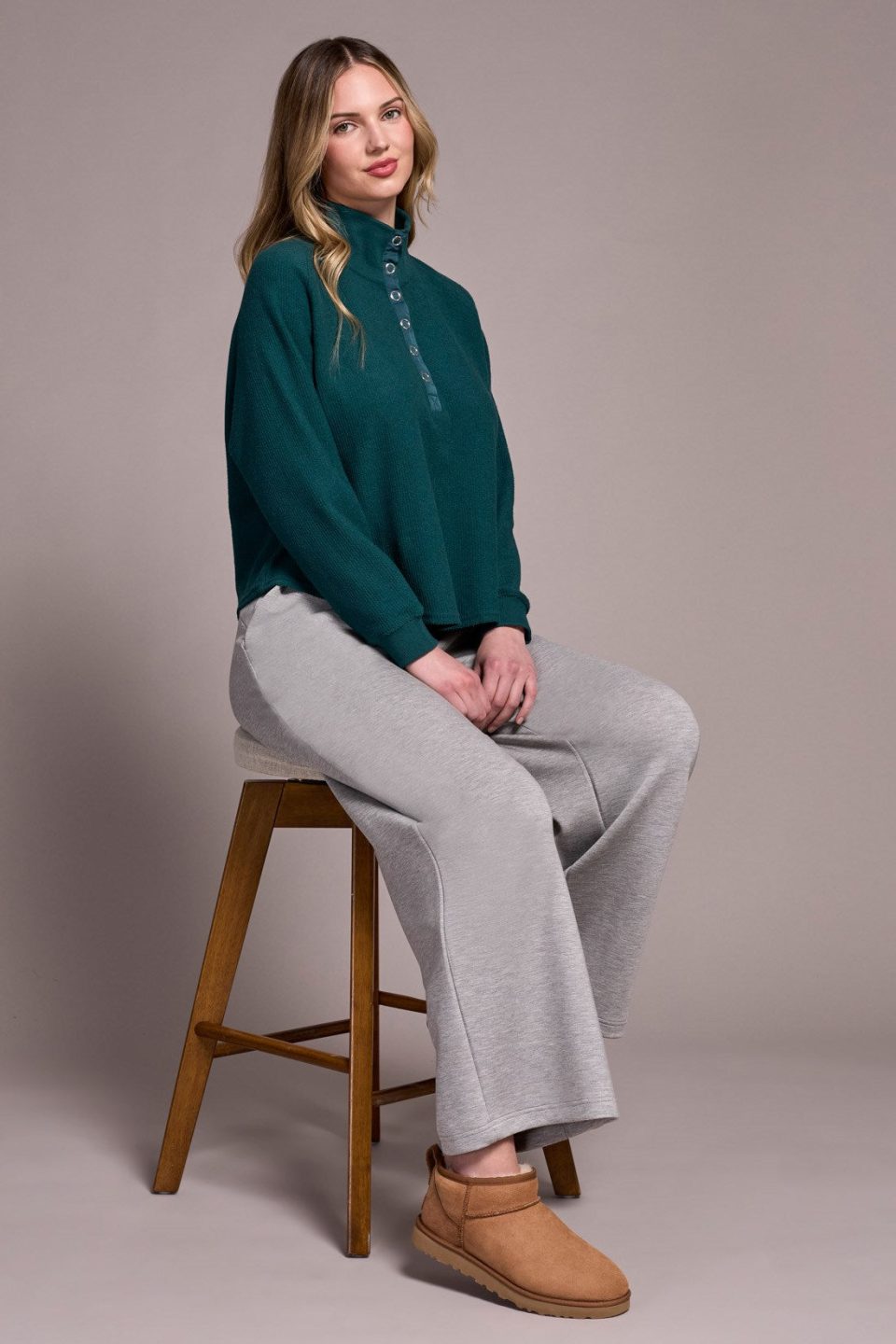 Johnny Collar Ribbed Henley Top-Silverpine