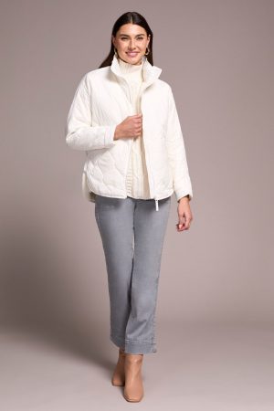 Lightweight Drop Shoulder Quilted Puffer-Eggshell