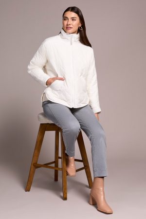 Lightweight Drop Shoulder Quilted Puffer-Eggshell