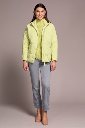 Lightweight Drop Shoulder Quilted Puffer-Limemist