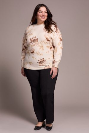 Lightweight Printed Long-Sleeve Funnel Neck Sweater-Moonstone