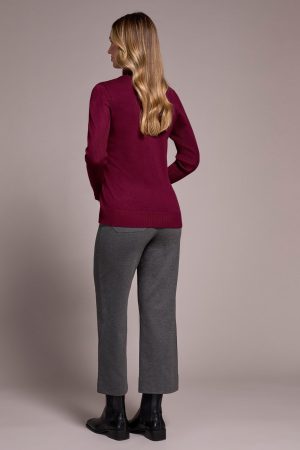 Lightweight Turtle Neck Sweater-Wine