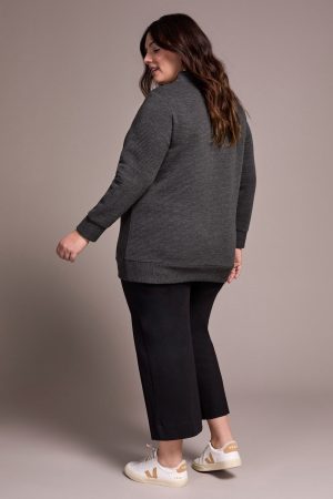 Long-Sleeve Tunic With Invisible Pockets-Charcoal