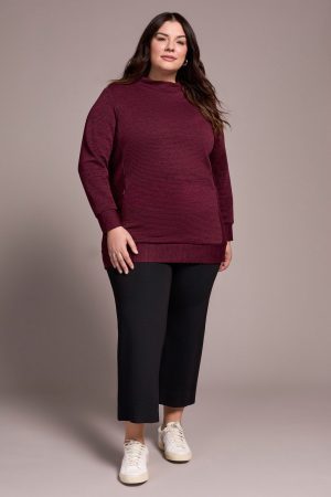 Long-Sleeve Tunic With Invisible Pockets-Wine