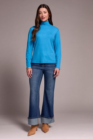 Long-Sleeve Turtle Neck Top-Celestial
