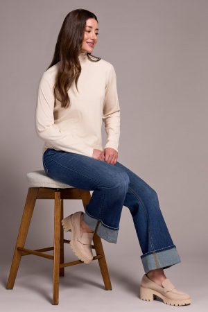 Long-Sleeve Turtle Neck Top-Moonstone