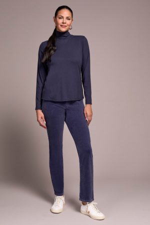 Long-Sleeve Turtle Neck Top-Sapphire