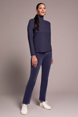 Long-Sleeve Turtle Neck Top-Sapphire
