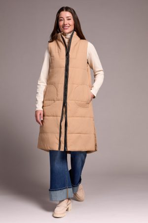 Longline Zip-Front Quilted Vest-Icelatte