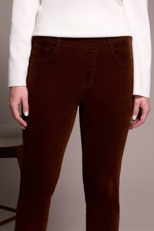 Micro Cord Audrey Pull-On Slim Ankle Pants-Dk anise