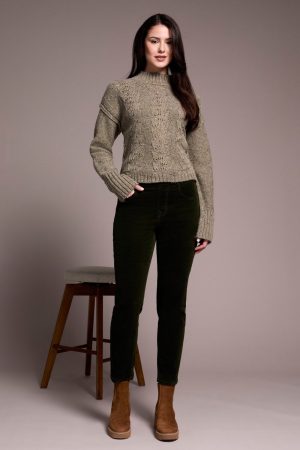 Micro Cord Audrey Pull-On Slim Ankle Pants-Spruce