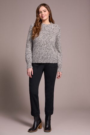 Novelty Mix Long-Sleeve Mock Neck Sweater-Onyx