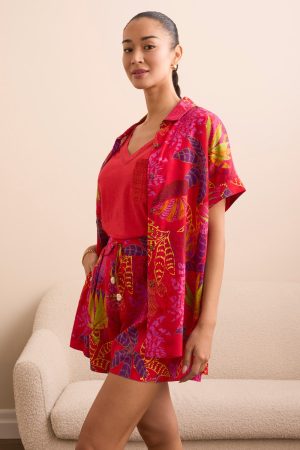 Pleated Flowy Shorts With Shell Detail At Waistband-Tangored