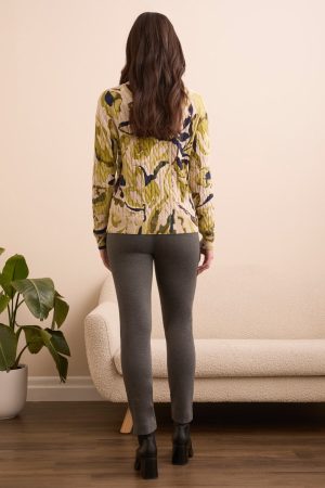 Printed Cable Cotton Crew Neck Sweater-Leek