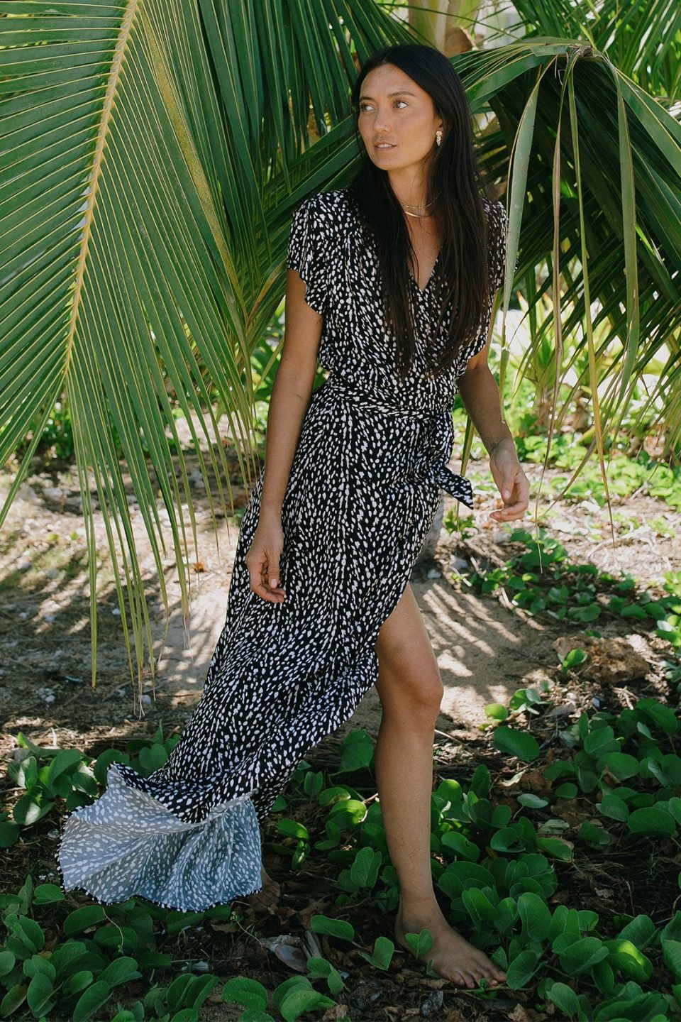 Ibiza Wrap Maxi Dress With Short Sleeves-Ibiza